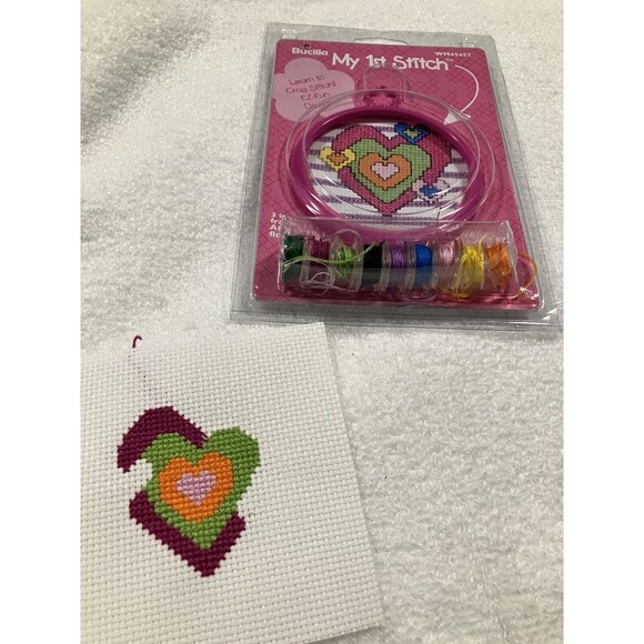 Bucilla My 1st Cross Stitch Kit with Heart Design - Partially Completed - Picture 2 of 3
